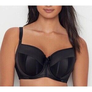 Parfait Charlotte Underwire Padded Bra Satin Black Back Closure Casual 42C EUC